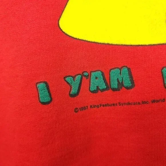 Popeye Olive Oyl Sweatshirt Vintage 80s Magician Levitation I Yam What I Yam